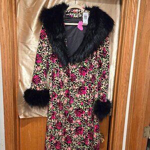 Betsy Johnson Funky Floral and Black Coat - Size 1X